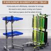 Rolling Salon Tray Cart Barber Trolley, Multifunction Hair Tool Organize Stand with Foldable Storage Tray, Premium Tattoo Service Tray Hair Color Station, Stainless Steel and Acrylic view 3