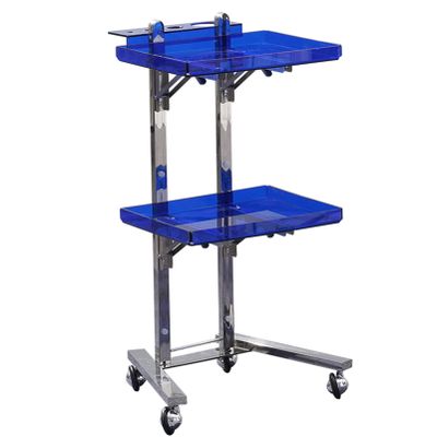 Rolling Salon Tray Cart Barber Trolley, Multifunction Hair Tool Organize Stand with Foldable Storage Tray, Premium Tattoo Service Tray Hair Color Station, Stainless Steel and Acrylic