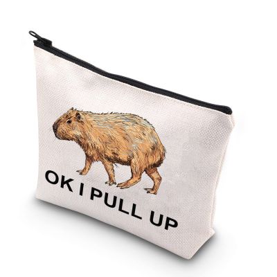BDPWSS Capybara Makeup Bag Capybara Lover Gifts OK I Pull Up For Wildlife Lover Gifts Rodent Animal Lover Gifts Zipper Bag (I PULL UP)
