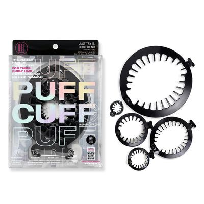 PuffCuff Just Try It Curlfriend!, Original 5, Junior 3, Mini 2.5 Micro 1.5 and Teeny 1.25, For Thick, Curly, Textured Hair, Painless, Damage-Free Styling for Big Hair, Black