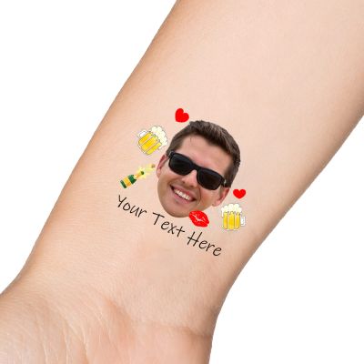 15pcs Custom Tattoos Personalized Temporary Tattoos with Photo Face Waterproof Name Logo Tattoos Stickers Funny For Women Men Kids Gifts for Birthday Party Wedding Bride Groom Decor