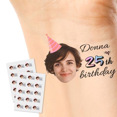 15pcs Custom Tattoos Personalized Temporary Tattoos with Photo Face Waterproof Name Logo Tattoos Stickers Funny For Women Men Kids Gifts for Birthday Party Wedding Bride Groom Decor