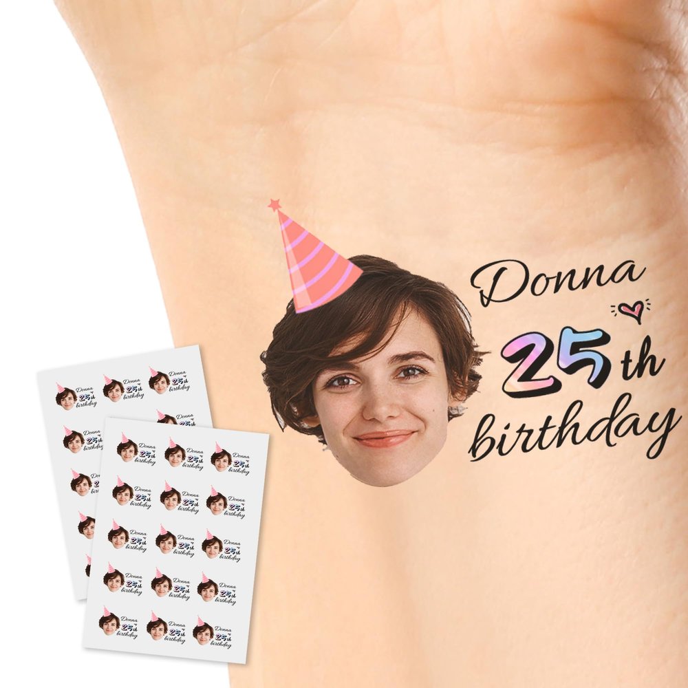 15pcs Custom Tattoos Personalized Temporary Tattoos with Photo Face Waterproof Name Logo Tattoos Stickers Funny For Women Men Kids Gifts for Birthday Party Wedding Bride Groom Decor