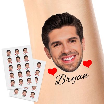 15pcs Custom Tattoos Personalized Temporary Tattoos with Photo Face Waterproof Name Logo Tattoos Stickers Funny For Women Men Kids Gifts for Birthday Party Wedding Bride Groom Decor