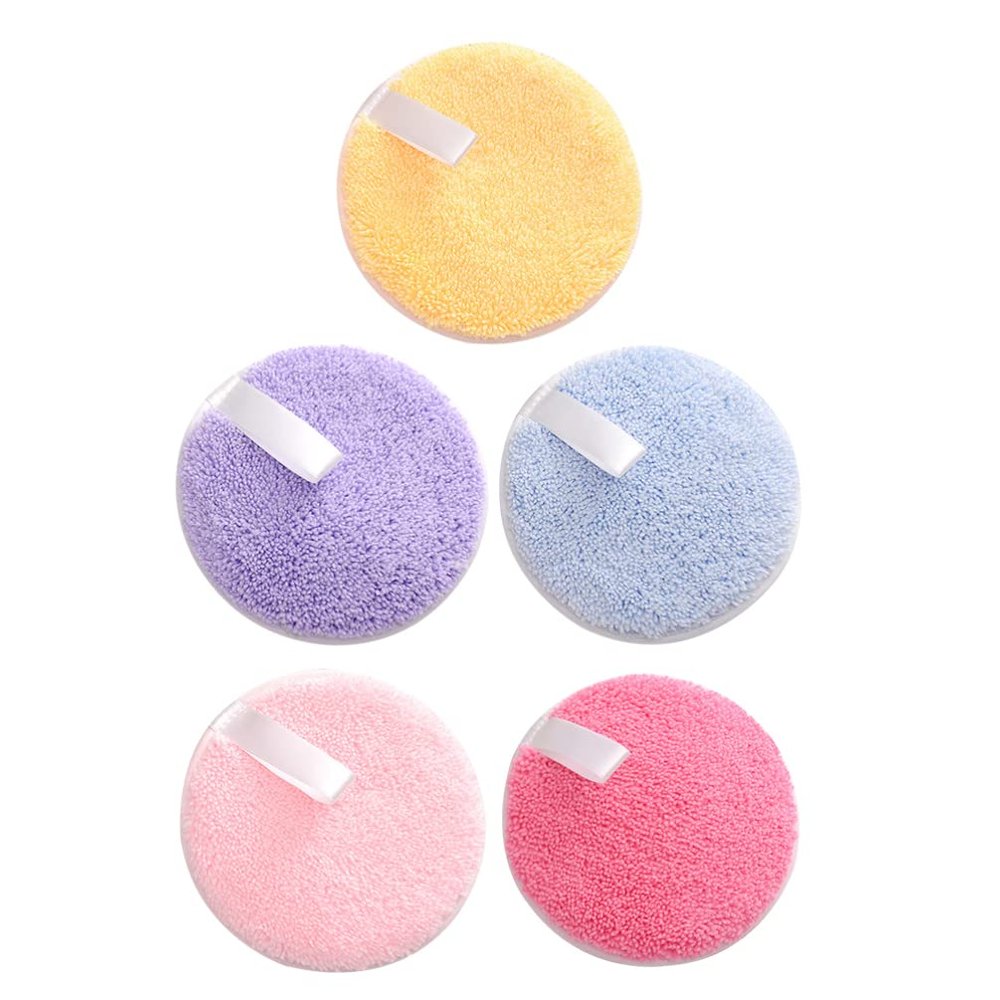 minkissy 5pcs Rounded Makeup Pads Washable Face Cleaning Sponges for Gentle Makeup Removal and Colors