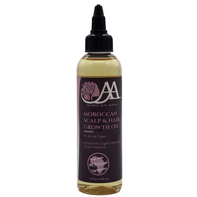 African Afro Moroccan Scalp & Hair Growth Oil, Hair Oil for Dry, Damaged Hair, Argan Oil Hair Serum for All Hair Types, All Natural Scalp and Hair Care, Cruelty-Free Hair Moisturizer, 4 Fl Oz
