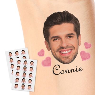 15pcs Custom Tattoos Personalized Temporary Tattoos with Photo Face Waterproof Name Logo Tattoos Stickers Funny For Women Men Kids Gifts for Birthday Party Wedding Bride Groom Decor