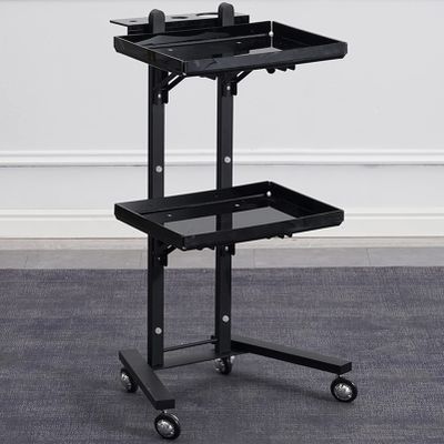 Rolling Salon Tray Cart Barber Trolley, Multifunction Hair Tool Organize Stand with Foldable Storage Tray, Premium Tattoo Service Tray Hair Color Station, Stainless Steel and Acrylic
