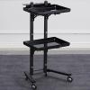 Rolling Salon Tray Cart Barber Trolley, Multifunction Hair Tool Organize Stand with Foldable Storage Tray, Premium Tattoo Service Tray Hair Color Station, Stainless Steel and Acrylic view 1