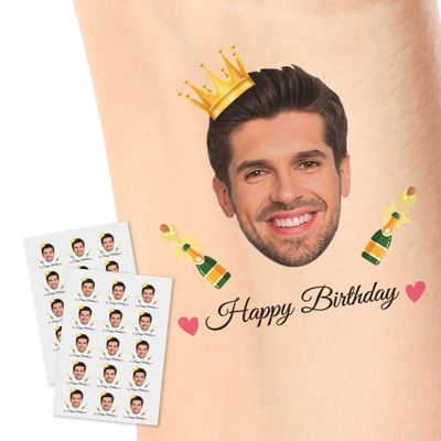15pcs Custom Tattoos Personalized Temporary Tattoos with Photo Face Waterproof Name Logo Tattoos Stickers Funny For Women Men Kids Gifts for Birthday Party Wedding Bride Groom Decor