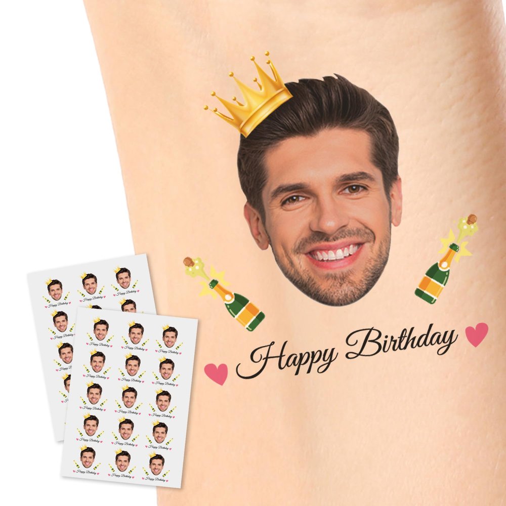 15pcs Custom Tattoos Personalized Temporary Tattoos with Photo Face Waterproof Name Logo Tattoos Stickers Funny For Women Men Kids Gifts for Birthday Party Wedding Bride Groom Decor