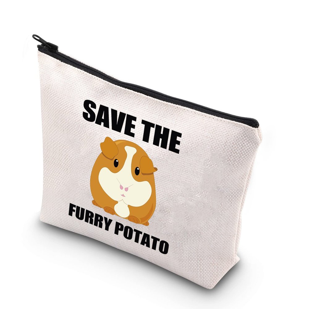 BDPWSS Funny Guinea Pig Makeup bag Guinea Pig Lover Gift Save The Furry Potato Zipper Travel Pouch For Guinea Pig Owner Gift (Furry potato)