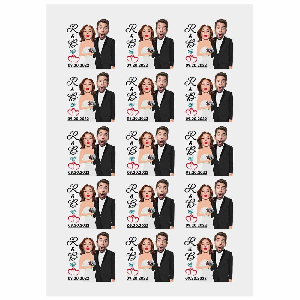 Custom Wedding Celebration Tattoo Personalized Party Fake Tattoos with Photo & Text 1 Set 15 Sheets