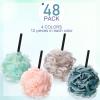 Shellwei 48 Pack Bath Sponge Shower Loofahs Bulk Pack 50g Soft Net Body Scrubber Shower Pouf Sponge Ball Body Mesh Pouf Exfoliating Bath Scrunchies for Men and Women view 3