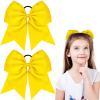 2 Packs Jumbo Cheerleading Bow 8 Inch Large Cheer Hair Bows with Ponytail Holder for Teen Girls Softball Outfit Uniform(Yellow) view 1