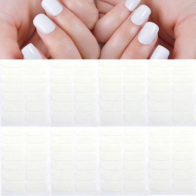 8 Sheets Glitter Solid White Nail Strips Nail Art Stickers, Solid Color Full Nail Wraps with 3 Pieces Nail File for Nails Christmas Decoration Party Supply for Women Girls Manicure