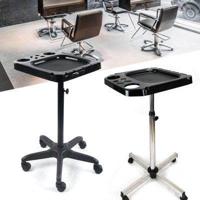 OCASAMI Salon Tray Rolling Tray Aluminum Trolley Cart Salon Tray on Wheels Salon Trolley Beauty Instrument Tray Trolley, Multi-Purpose Tattoo Tray 70-103CM Height Adjustable (Black)