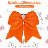 2 Packs Jumbo Cheerleading Bow 8 Inch Large Cheer Hair Bows with Ponytail Holder for Teen Girls Softball Outfit Uniform(Orange) view 2