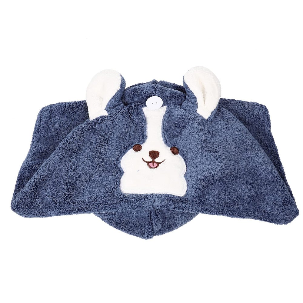 minkissy Lovely Coral Fleece Hair-Drying Hat for Quick Drying Cartoon Design Bath Towel Wrap for Girls Super Absorbent Hair Cap Dog Theme