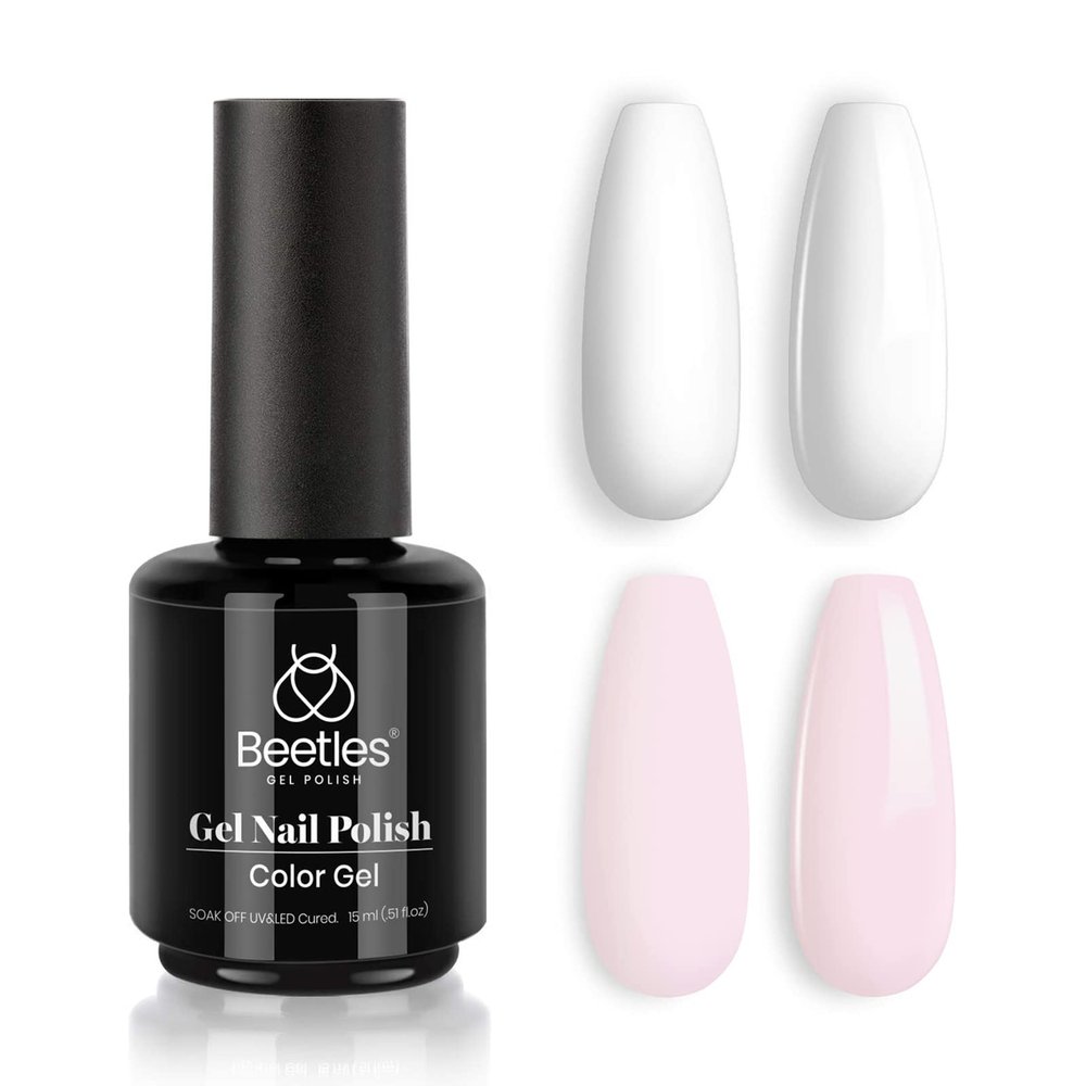beetles Gel Polish 15ml Barely Pink Nails Gel, 15ml White Color Soak Off Gel Polish Nail Art Manicure Salon DIY Gel Nail Design Decoration