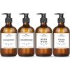 4 Pack 16.9 Oz Shampoo and Conditioner Hand Soap Dispenser Refillable Pump Bottles with Waterproof Labels (Amber) view 1