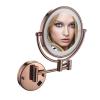 BhjKL 8 Inch LED Wall Mounted Lighted Makeup Bathroom Mirror, Magnifying Double Sided Vanity Mirror, 360 Rotation Extendable Cosmetic Mirror (Rose Gold Plug 7X) view 1
