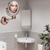 BhjKL 8 Inch LED Wall Mounted Lighted Makeup Bathroom Mirror, Magnifying Double Sided Vanity Mirror, 360 Rotation Extendable Cosmetic Mirror (Rose Gold Plug 7X) view 2