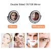 BhjKL Wall Mount Lighted Makeup Cosmetic Mirror, 8'' Double Sided LED Bathroom Makeup Mirror, 1X/10Xmagnifying, Vanity Mirror, Extendable Arm Shaving Mirror 360 Swivel (Brushed Nickel Plug) view 3