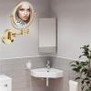 BhjKL 8 Inch LED Wall Mounted Lighted Makeup Bathroom Mirror, Magnifying Double Sided Vanity Mirror, 360 Rotation Extendable Cosmetic Mirror (Gold Hardwire 10X) view 2