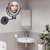 8 Inch LED Wall Mounted Lighted Makeup Bathroom Mirror, Magnifying Double Sided Vanity Mirror, 360 Rotation Extendable Cosmetic Mirror (Black Plug 5X) view 2