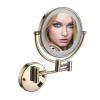 BhjKL 8 Inch LED Wall Mounted Lighted Makeup Bathroom Mirror, Magnifying Double Sided Vanity Mirror, 360 Rotation Extendable Cosmetic Mirror (Pickaxe Gold Plug 3X) view 1