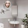 BhjKL 8 Inch LED Wall Mounted Lighted Makeup Bathroom Mirror, Magnifying Double Sided Vanity Mirror, 360 Rotation Extendable Cosmetic Mirror (Sliver Hardwire 10X) view 2