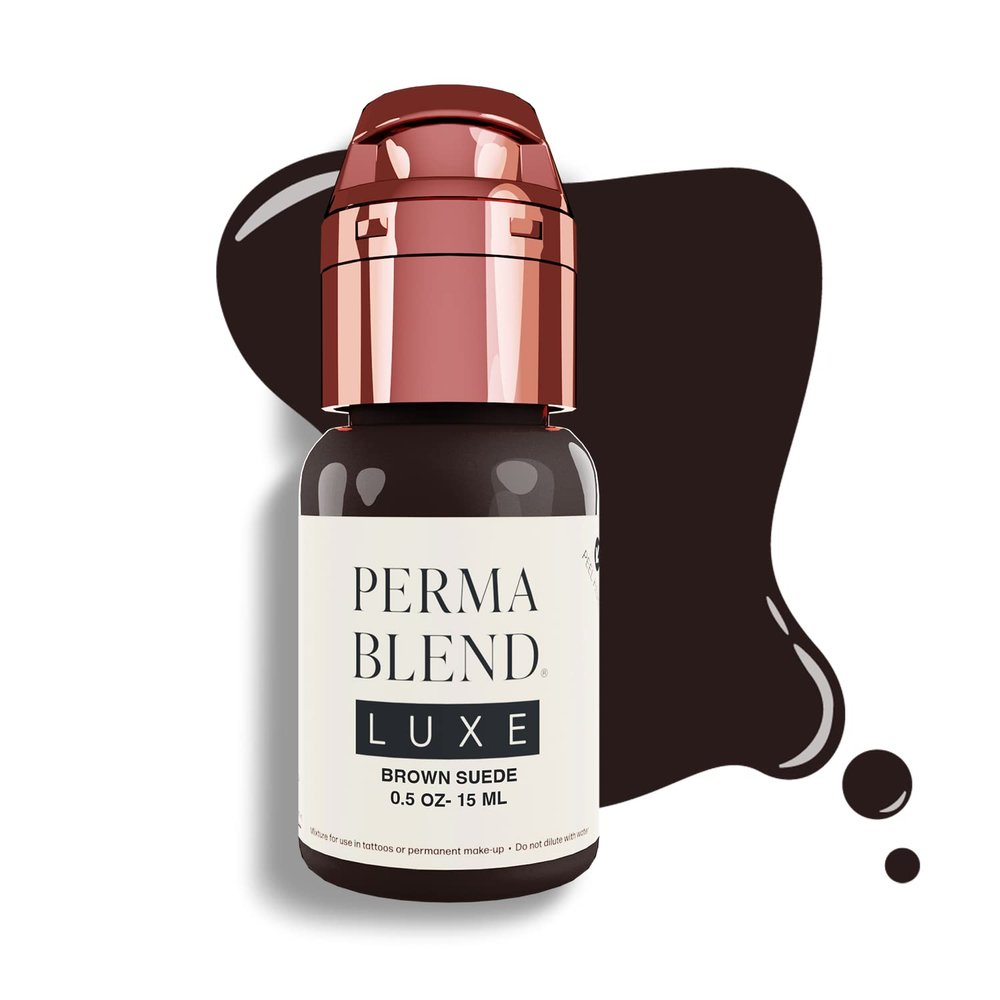 Perma Blend Luxe - Brown Suede - Vegan Lip Tattoo Ink - Fuchsia Microblading Pigment - Dark and Cool Brown Hue - for Lip Blush & Permanent Makeup - Cruelty-Free (0.5 oz)