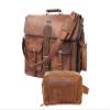 cuero 18" Messenger Laptop Briefcase Bag With Tan Toiletry Dopp Kit Shaving Kit view 1
