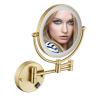 BhjKL 8 Inch LED Wall Mounted Lighted Makeup Bathroom Mirror, Magnifying Double Sided Vanity Mirror, 360 Rotation Extendable Cosmetic Mirror (Gold Hardwire 3X) view 1