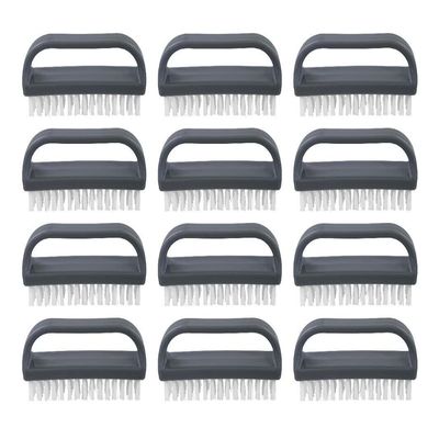 Superio Stiff Nail Brush for Cleaning Fingernails Small Scrub Brush with Handle, Cleaning Brushes for Hands, Toes, and Nails (Black, 12 Pack)