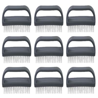 Superio Stiff Nail Brush for Cleaning Fingernails Small Scrub Brush with Handle, Cleaning Brushes for Hands, Toes, and Nails (Black, 9 Pack)