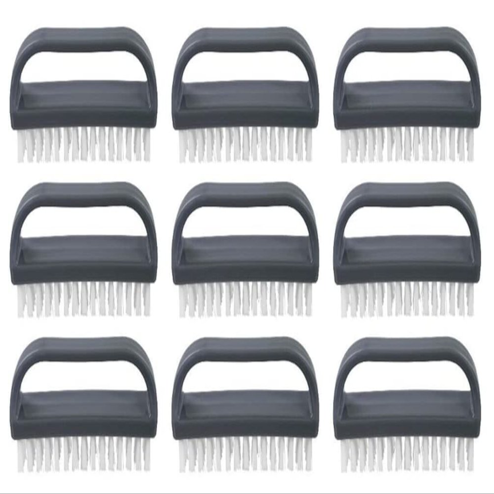 Superio Stiff Nail Brush for Cleaning Fingernails Small Scrub Brush with Handle, Cleaning Brushes for Hands, Toes, and Nails (Black, 9 Pack)