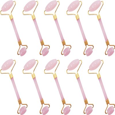 10x Jade Roller Gua Sha Set, Detox Scraping Massage Facial, Wrinkles Anti Aging Set (Pink Jade Roller - No Gua Sha Included)