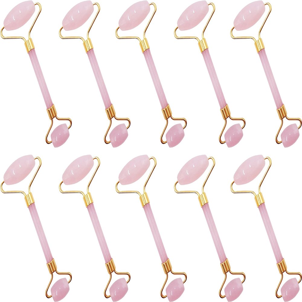 10x Jade Roller Gua Sha Set, Detox Scraping Massage Facial, Wrinkles Anti Aging Set (Pink Jade Roller - No Gua Sha Included)