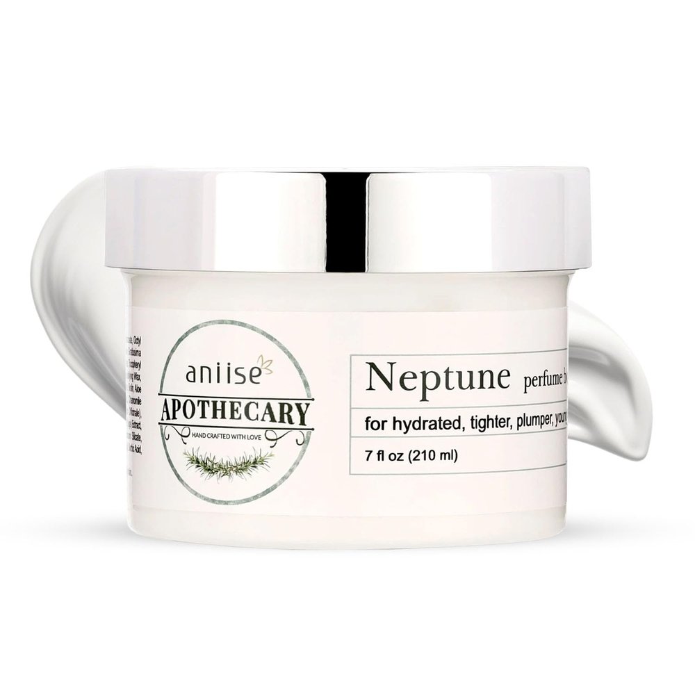 Aniise Apothecary Perfume Body Cream | Neptune- Inspired by Oud & Bergamot | Natural Moisturizing Skin Care Cream for Fragrant, Hydrated, Tighter, Plumper, Youthful Skin | 7 fl oz (210 ml)
