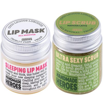 Handmade Heroes Lip Scrub and Mask Bundle - Clean Sustainable Skincare Lip Exfoliator and Treatment