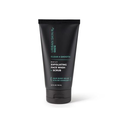 Urban Skin Rx Men's Clear & Smooth Daily 2-In-1 Cleansing Face Wash + Exfoliating Scrub, Improves the Look of Ingrown Hairs & Clogged Pores, Brightens Dull Complexions, Smooths Rough Texture, 5.1 Oz