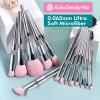 Bueart Design Elegant pink Ultra soft labeled Makeup Brushes Sets with Brush Holder makeup brush set with Foundation Powder blush blending contour Brush (15Pcs Silver Pink+Holder) view 3
