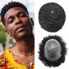 Afro Curl Toupee for Black Men Full Poly Brazilian Human Hairpiece Afro Kinky Wave Mens Toupee All PU Injected Man Wigs Male Hair Prosthesis (8mm afro wave, 1# JET BLACK) view 1