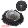 Afro Curl Toupee for Black Men Full Poly Brazilian Human Hairpiece Afro Kinky Wave Mens Toupee All PU Injected Man Wigs Male Hair Prosthesis (12mm afro wave, 1# JET BLACK) view 3