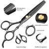 Professional Hair Cutting Scissors Sets Stainless Steel Barber Hairdressing Scissors Multifunctional Salon Thinning Scissors Straight Shears Tools Gifts for Mom Dad and Friends (Black) view 3