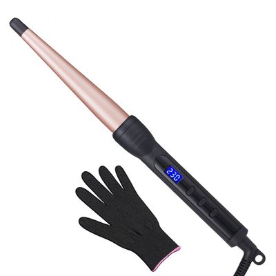 Curling Wand, Professional Ceramic 1/2-1 Inch Tapered Hair Curling Iron, LCD Display with 14 Heat Setting (100C to 230C), Dual Voltage Instant Heating Hair Wand Curler for All Hair Type