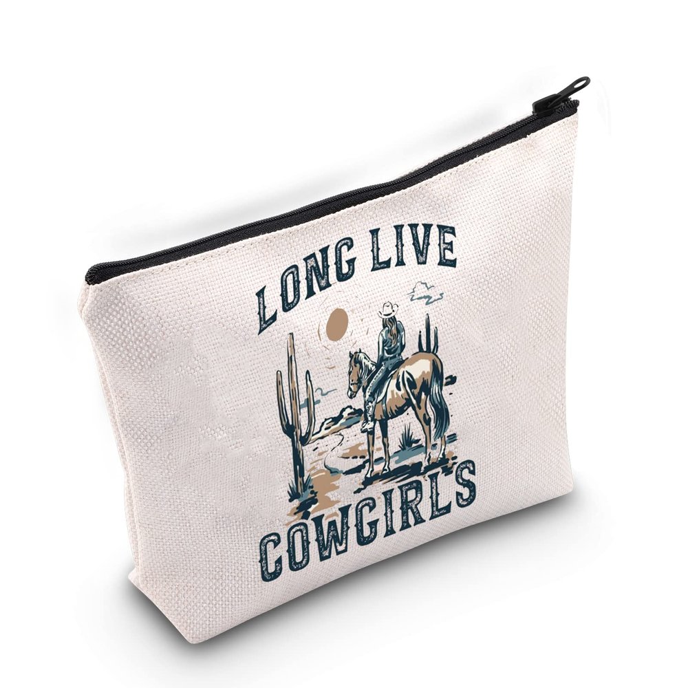 BLUPARK Western Gift Western Rodeo Zipper Bag Long Live Cowgirl Makeup Bag Western Women Cosmetic Bag Western makeup bag Cowgirl Gift Women Wild Vintage GiftLong Live Cowgirl