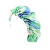 Magik Double-Sided Cover Satin Night Sleep Cap Hair Bonnet Hat Head w/Elastic Band (2 Pack, Green+Blue) view 1